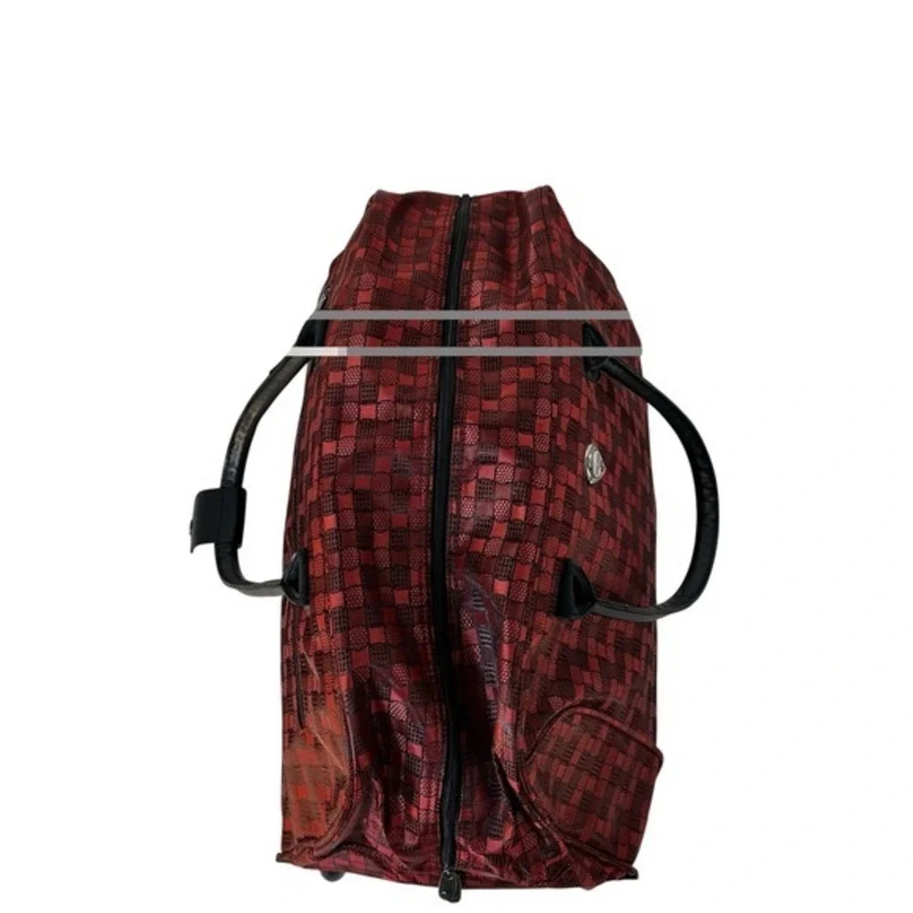 CALPAK Rolling Travel Duffel Bag Red Plaid Carry On Luggage 21